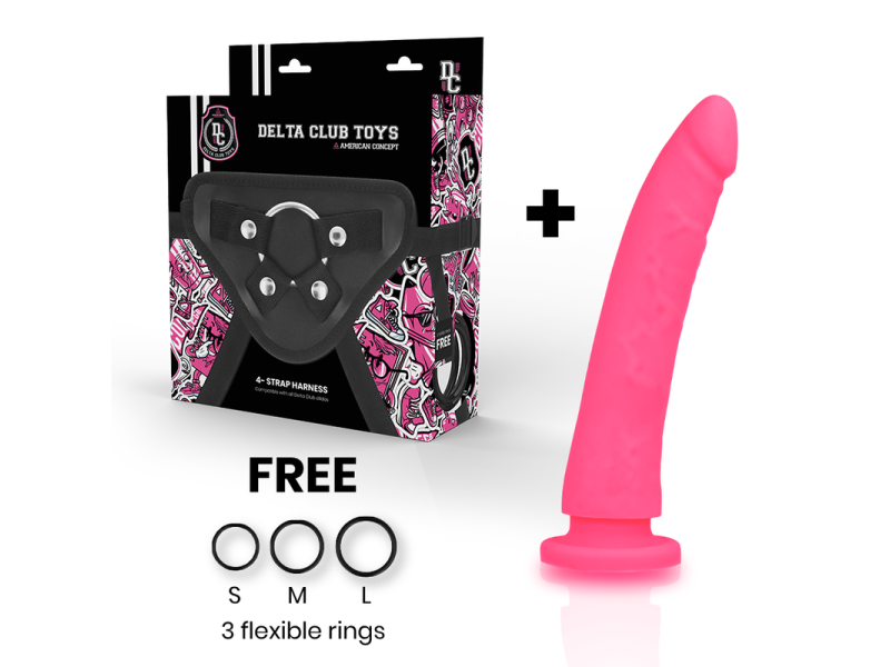 DELTA CLUB - TOYS HARNESS + DONG PINK SILICONE 17 CM -O- 3 CM