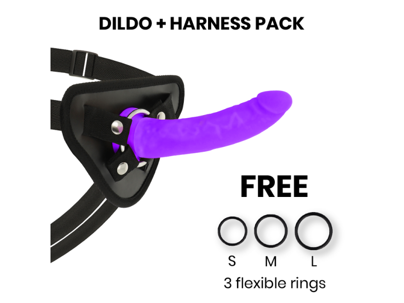 DELTA CLUB - TOYS HARNESS + DONG PURPLE SILICONE 17 CM -O- 3 CM