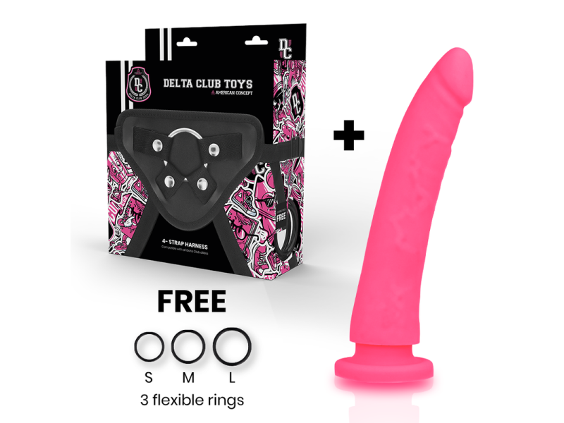 DELTA CLUB - TOYS HARNESS + DONG PINK SILICONE 20 CM -O- 4 CM