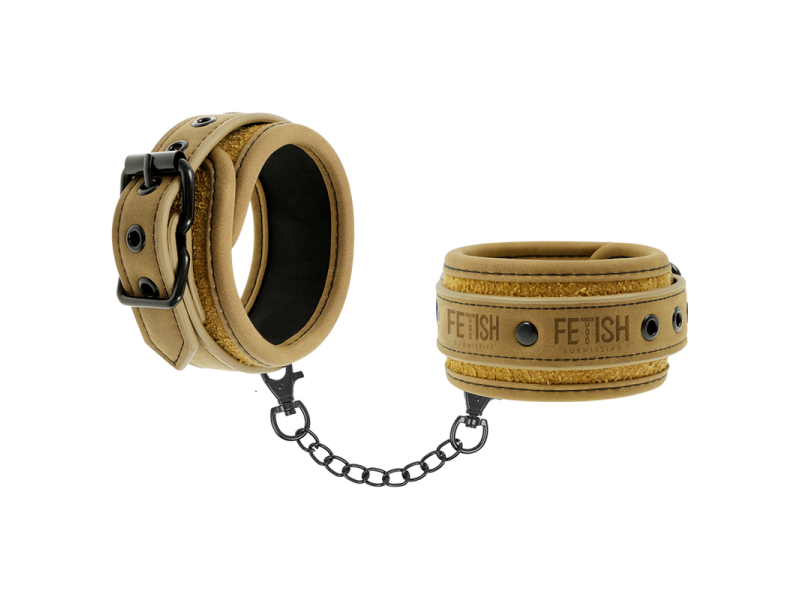 FETISH SUBMISSIVE ORIGEN - VEGAN LEATHER HANDCUFFS WITH NEOPRENE LINING