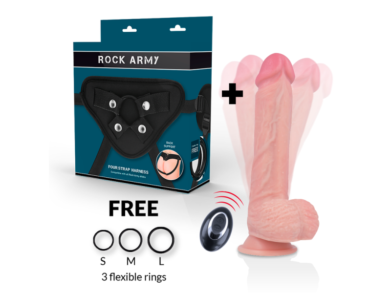 ROCKARMY - HARNESS + LIQUID SILICONE VIBRATOR PREMIUM APACHE REMOTE CONTROL 20.5 CM -O- 4.62 CM