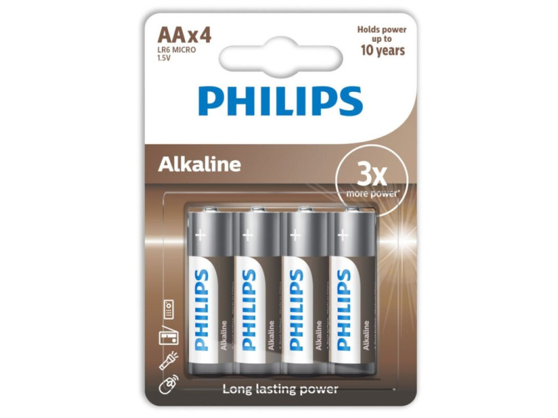 PHILIPS - ALKALINE BATTERIES AA LR6 PACK 4