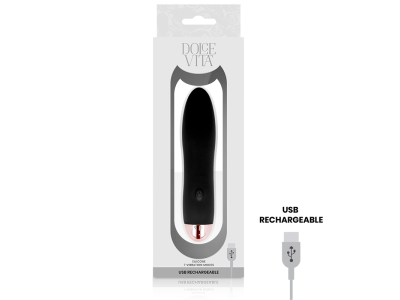 DOLCE VITA - RECHARGEABLE VIBRATOR FOUR BLACK 7 SPEEDS