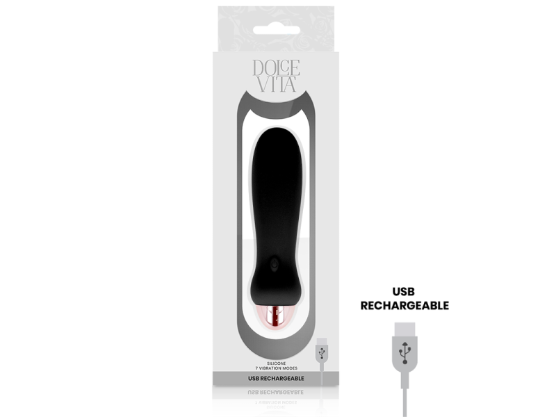 DOLCE VITA - RECHARGEABLE VIBRATOR FIVE BLACK 7 SPEEDS