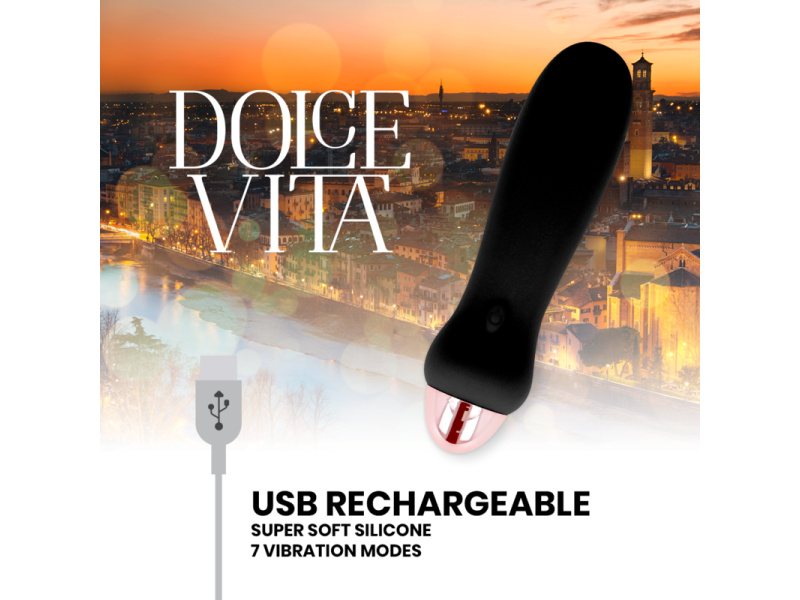 DOLCE VITA - RECHARGEABLE VIBRATOR FIVE BLACK 7 SPEEDS