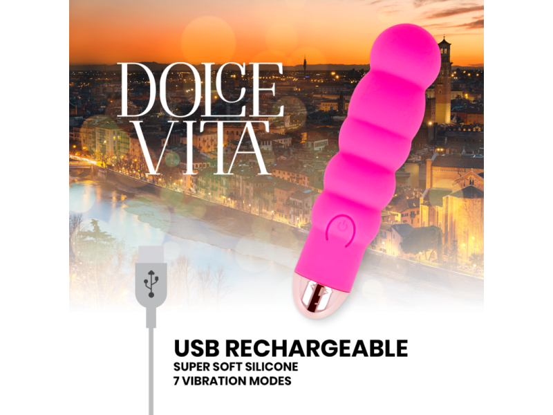 DOLCE VITA - RECHARGEABLE VIBRATOR SIX PINK 7 SPEEDS