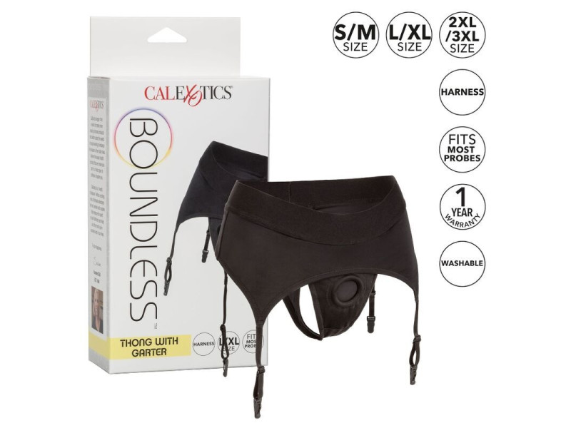 CALEXOTICS - BOUNDLESS THONG WITH GARTER L/XL