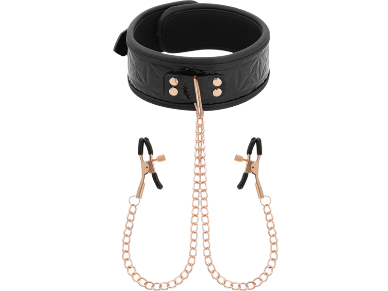 BEGME - BLACK EDITION COLLAR WITH NIPPLE CLAMPS WITH NEOPRENE LINING