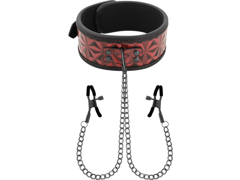 BEGME - RED EDITION COLLAR WITH NIPPLE CLAMPS WITH NEOPRENE LINING