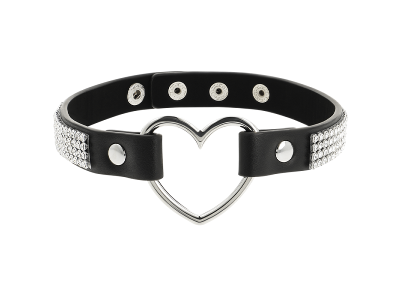 COQUETTE CHIC DESIRE - VEGAN LEATHER CHOKER WITH HEART