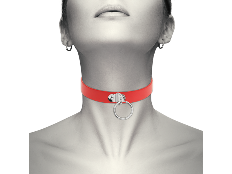 COQUETTE CHIC DESIRE - RED VEGAN LEATHER NECKLACE WOMAN FETISH ACCESSORY