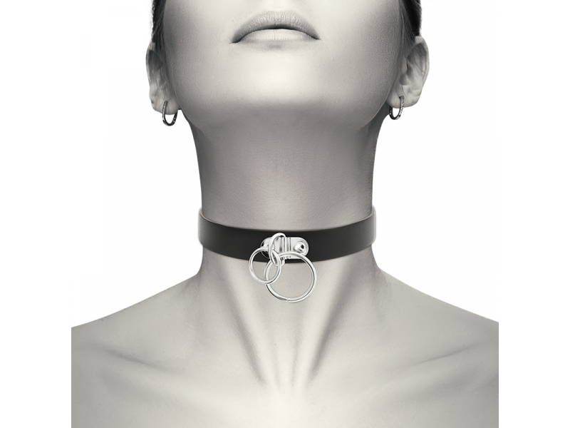 COQUETTE CHIC DESIRE - DOUBLE RING VEGAN LEATHER CHOKER