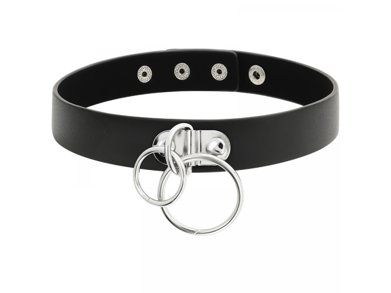 COQUETTE CHIC DESIRE - DOUBLE RING VEGAN LEATHER CHOKER