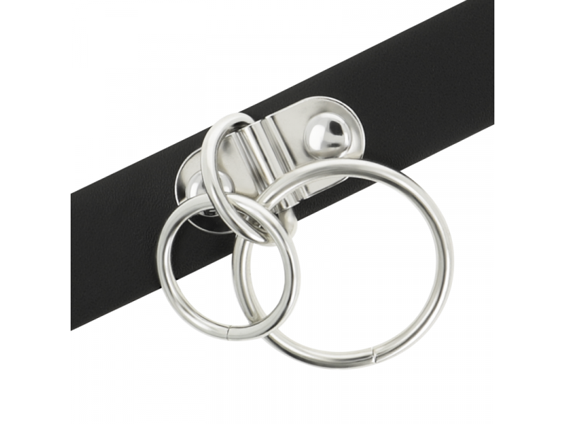 COQUETTE CHIC DESIRE - DOUBLE RING VEGAN LEATHER CHOKER