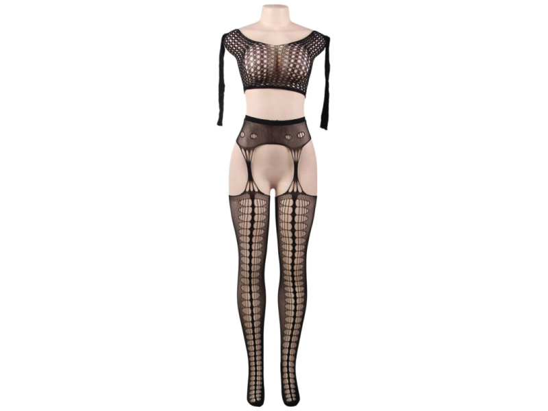 QUEEN LINGERIE - BODYSTOCKING TOP LONG SLEEVE S/L