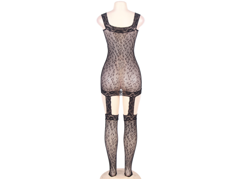 QUEEN LINGERIE - LEOPARD STYLE BODYSTOCKING S/L