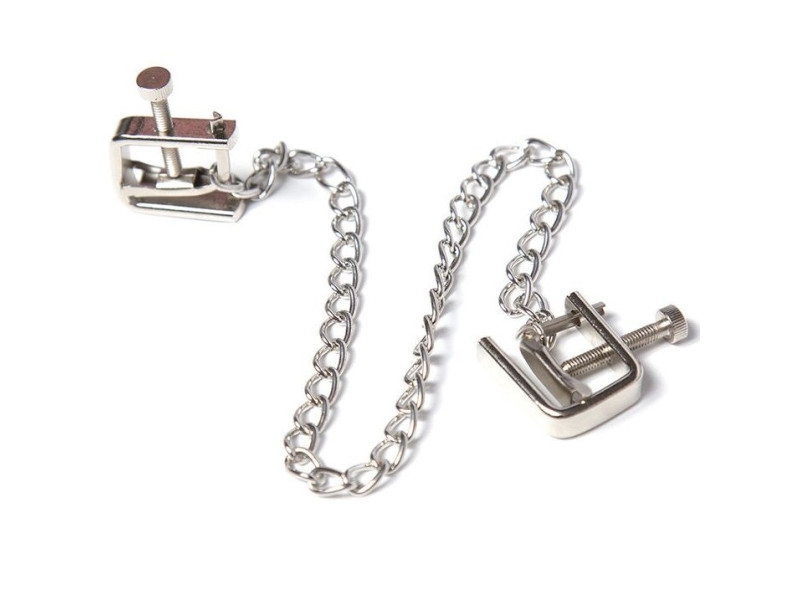 OHMAMA FETISH - METAL SCREW CLAMPS WITH CHAIN