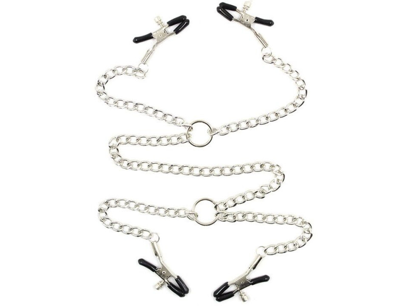 OHMAMA FETISH - 4 NIPPLE Clamps WITH CHAINS