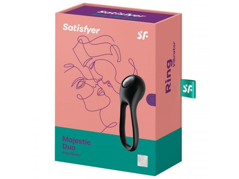 SATISFYER - MAJESTIC DUO RING VIBRATOR BLACK