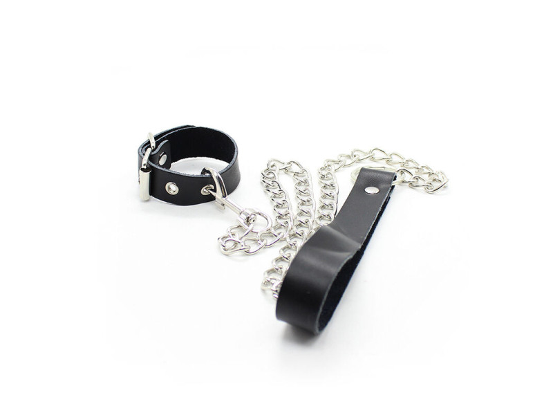 OHMAMA FETISH - PENIS NECKLACE AND LEATHER STRAP WITH METAL CHAIN