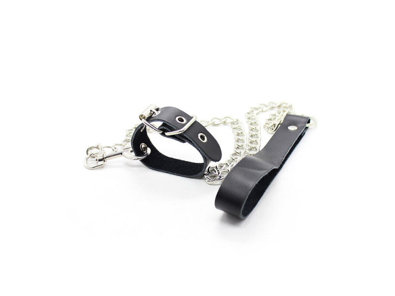 OHMAMA FETISH - PENIS NECKLACE AND LEATHER STRAP WITH METAL CHAIN