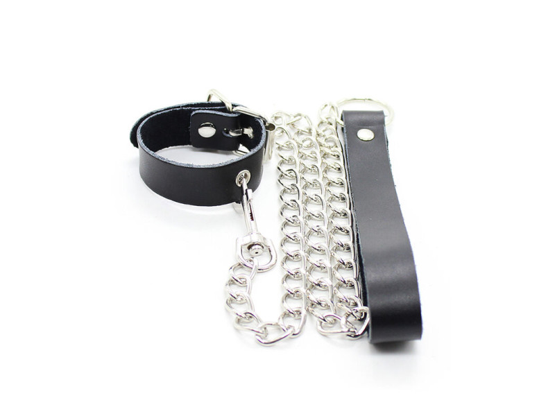 OHMAMA FETISH - PENIS NECKLACE AND LEATHER STRAP WITH METAL CHAIN