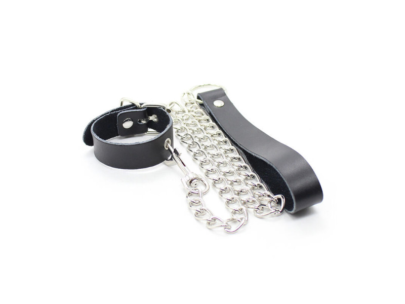 OHMAMA FETISH - PENIS NECKLACE AND LEATHER STRAP WITH METAL CHAIN