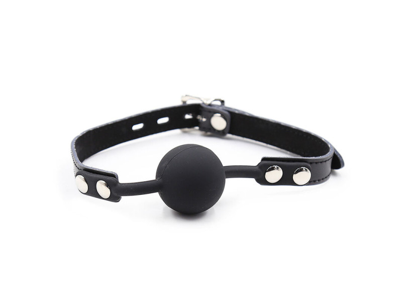 OHMAMA FETISH - SILICONE BALL GAG WITH LEATHER BELT (PADLOCK INCLUDED)