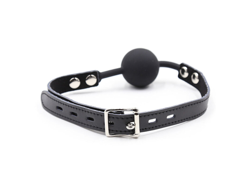 OHMAMA FETISH - SILICONE BALL GAG WITH LEATHER BELT (PADLOCK INCLUDED)