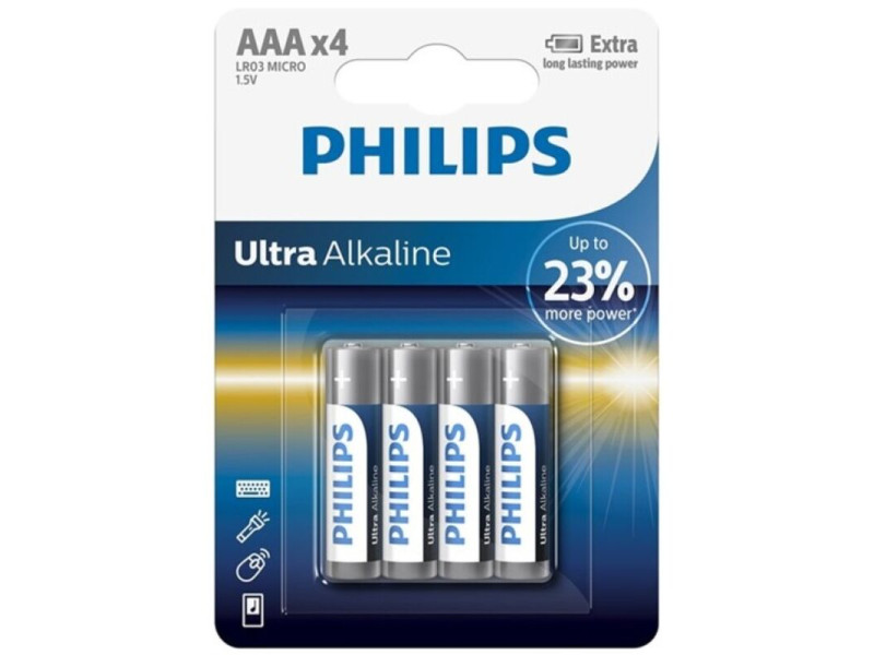 PHILIPS - ULTRA ALKALINE BATTERY AAA LR03 4 UNIT