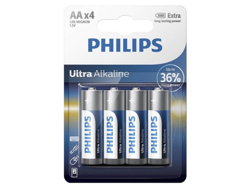 PHILIPS - ULTRA ALKALINE BATTERY AA LR6 4 UNIT