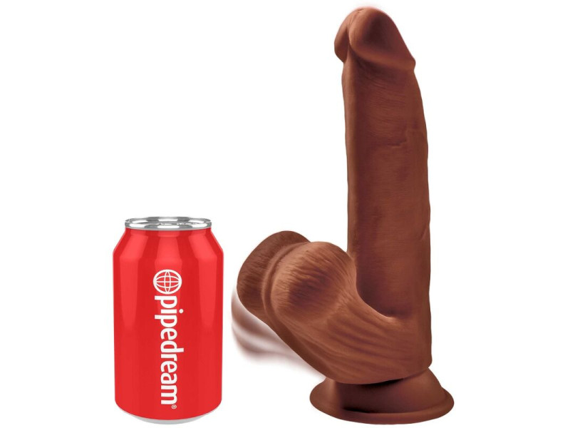 KING COCK - PLUS 3D DILDO SWINGING BALLS 24.5 CM BROWN