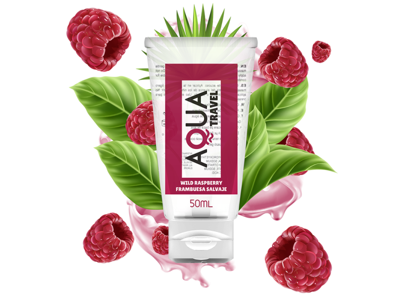 AQUA TRAVEL - WILD RASPBERRY FLAVOUR WATERBASED LUBRICANT - 50 ML