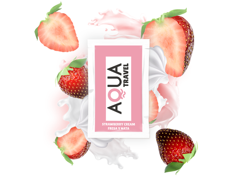 AQUA TRAVEL - STRAWBERRY CREAM FLAVOUR WATERBASED LUBRICANT 6 ML