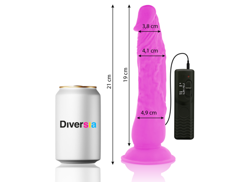 DIVERSIA - FLEXIBLE VIBRATING DILDO PURPLE 21 CM -O- 4.9 CM