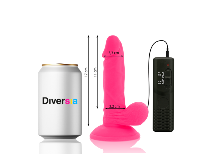 DIVERSIA - FLEXIBLE VIBRATING DILDO PINK 17 CM -O- 3.3 CM