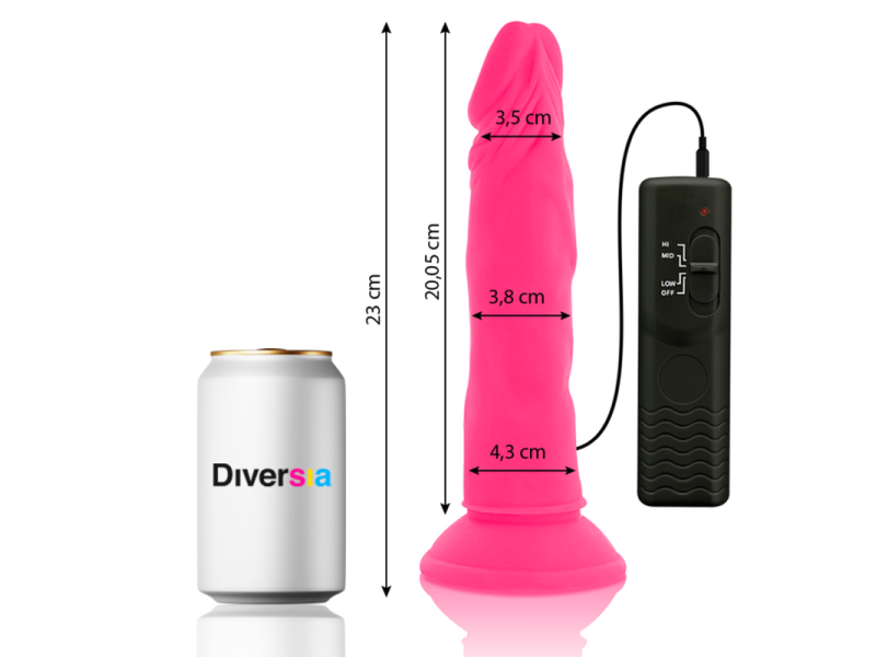 DIVERSIA - FLEXIBLE VIBRATING DILDO PINK 23 CM -O- 4.3 CM