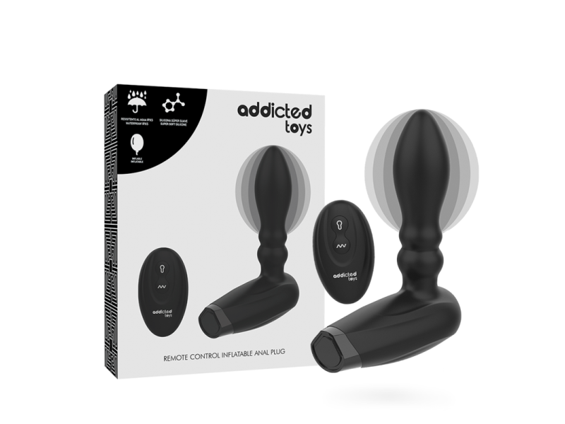 ADDICTED TOYS - INFLATABLE REMOTE CONTROL PLUG - 10 MODES OF VIBRATION