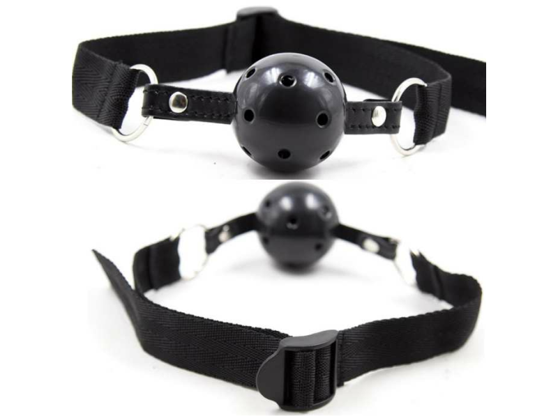 OHMAMA FETISH BLACK FABRIC BREATHABLE BALL GAG