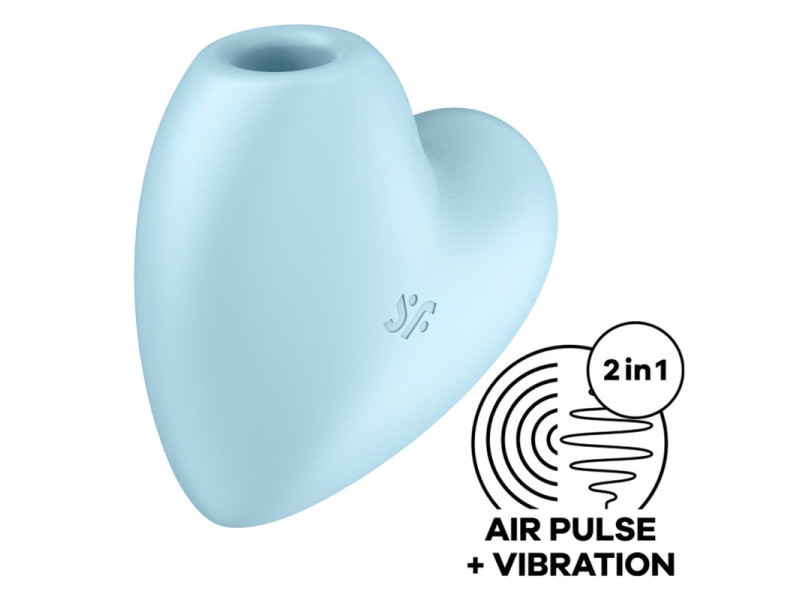 SATISFYER - CUTIE HEART AIR PULSE STIMULATOR & VIBRATOR BLUE
