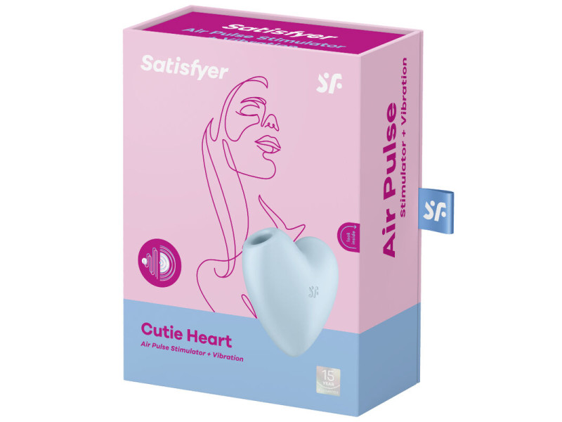 SATISFYER - CUTIE HEART AIR PULSE STIMULATOR & VIBRATOR BLUE