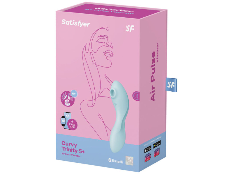 SATISFYER - CURVY TRINITY 5 AIR PULSE STIMULATOR & VIBRATOR APP BLUE