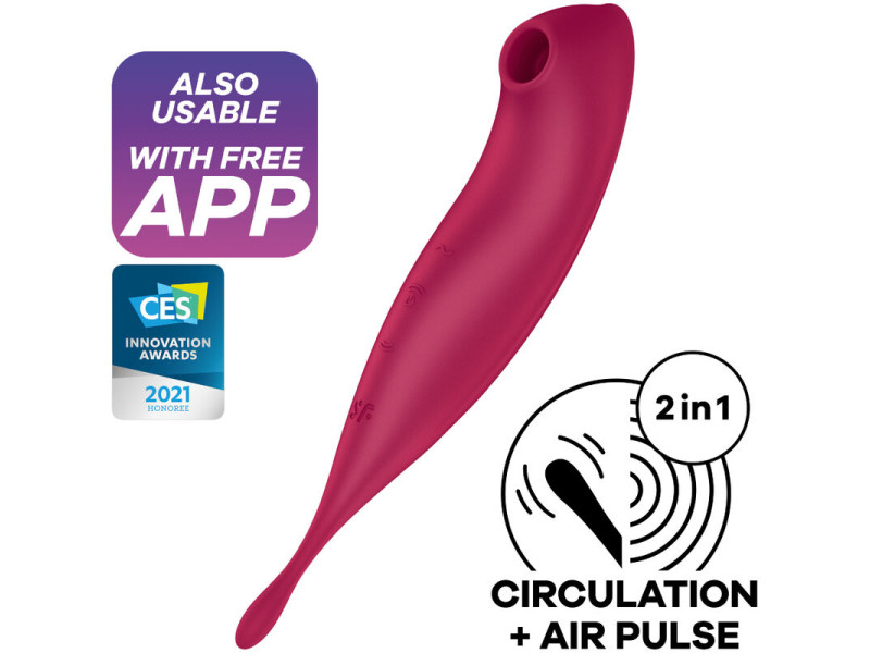 SATISFYER - TWIRLING PRO+ AIR PULSE STIMULATOR & VIBRATOR APP RED