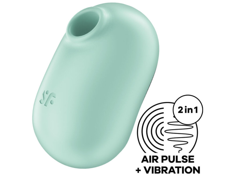 SATISFYER - PRO TO GO 2 DOUBLE AIR PULSE STIMULATOR & VIBRATOR GREEN