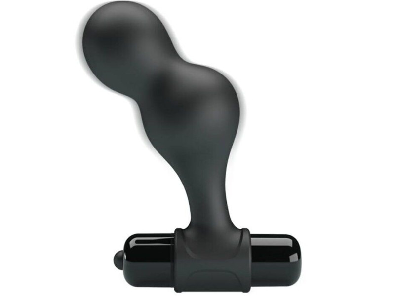 MR PLAY - BLACK SILICONE VIBRATOR ANAL PLUG