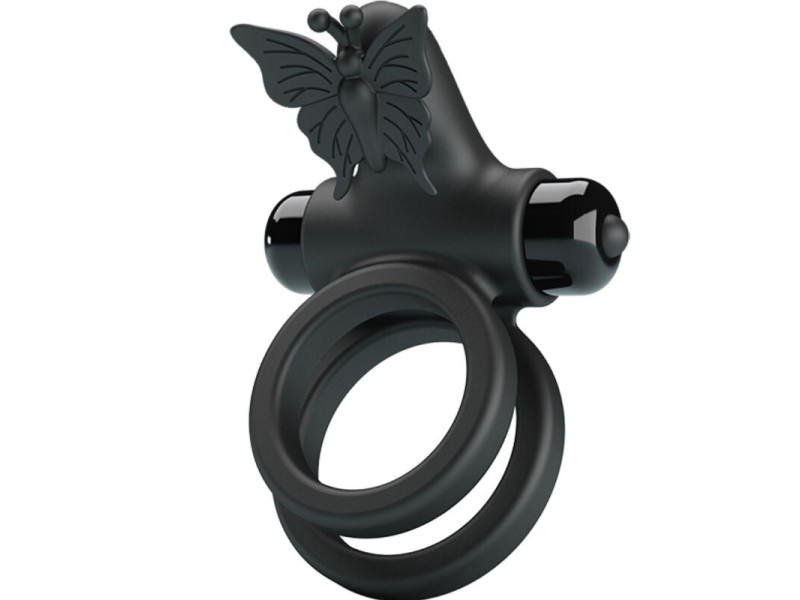 PRETTY LOVE - DOUBLE VIBRATING RING WITH BLACK STIMULATOR