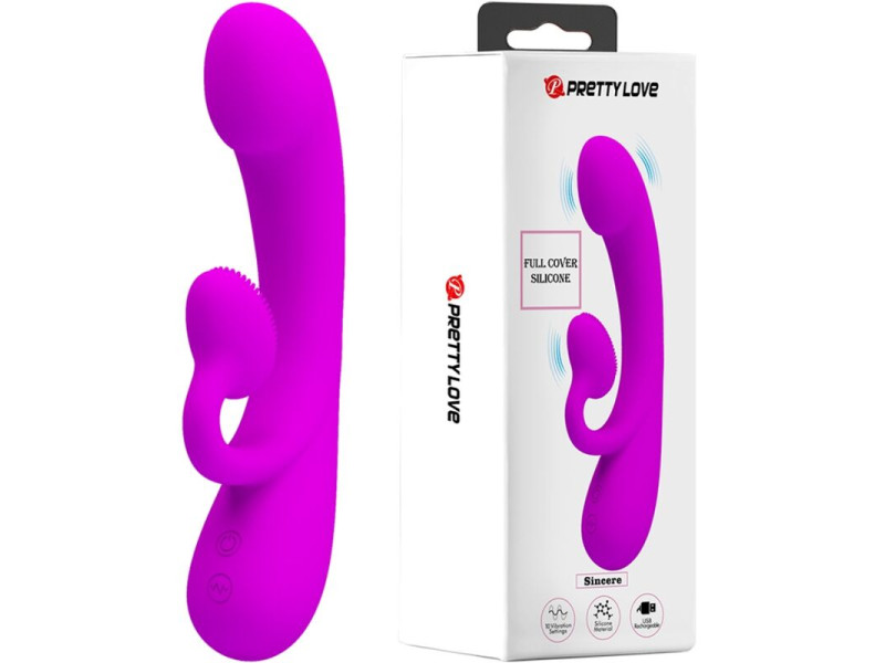 PRETTY LOVE - SINCERE VIBRATOR AND CLITORIS SUCKER PURPLE SILICONE