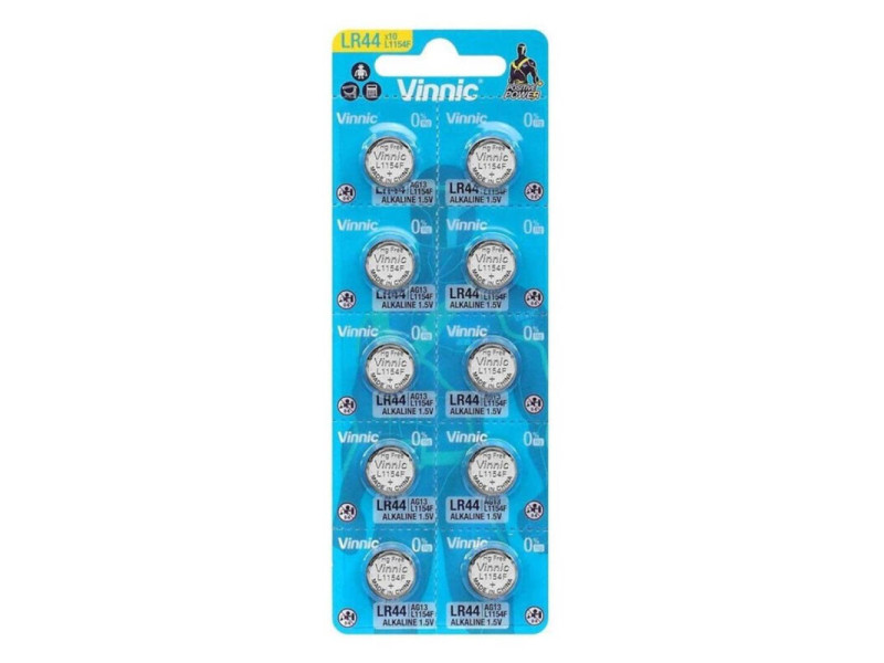 VINNIC - ALKALINE BUTTON BATTERY AG13 L1154F LR44 BLISTER*10