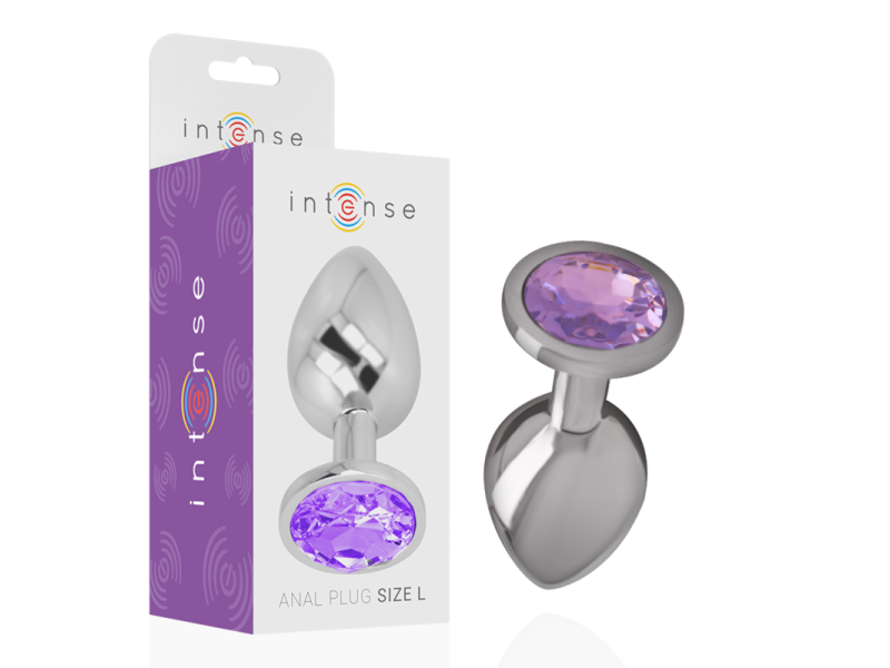 INTENSE - ALUMINUM METAL ANAL PLUG WITH VIOLET CRYSTAL SIZE S