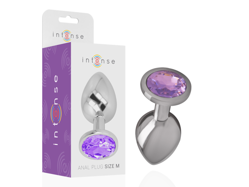 INTENSE - ALUMINUM METAL ANAL PLUG WITH VIOLET CRYSTAL SIZE M